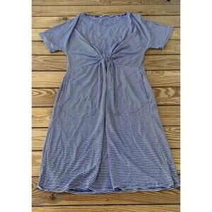 Sarah Liller White Stripe T Shirt Dress Size Medium Women’s Blue